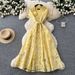 Elegant French Lace Floral Maxi Dress For Women - High Waisted Slim Fit Long Dress With Hollow Out Design_ecoleips.com