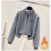 Retro Half-Zip Fleece Hoodie & Harem Pants Set (S-3XL, Unisex Winter Lounge Wear With 70% Cotton Comfort)_ecoleips.com
