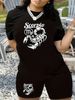 Summer Women's Casual And Fashionable Animal Print Loose T-shirt+shorts Two-piece Sportswear Suitable For Daily Wear-74_ecoleips.com