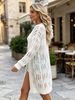 Openwork Textured Long Sleeve Cardigan Knit Top_ecoleips.com