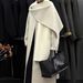 New Contrasting Color Jumpsuit Scarf Double-sided Coat Extended Loose Thickened Warm Wool Coat Women_ecoleips.com