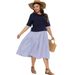 Women's Clothing New Large Size Women's Clothing Knitted Round Neck Splicing Striped Fat MM Waist Dress_ecoleips.com