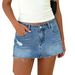 Vintage Distressed Denim Mini Skirt – High-Waisted Stretch Jeans Skirt For Women (S-Xl, Light Blue) Seasonless Hue_ecoleips.com