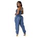 Women's Clothing Splicing Tube Top Women's High Elastic Fashion Waist Slimming Denim Jumpsuit_ecoleips.com