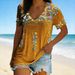2026 New European & American Women's Summer Collection | Bohemian Printed V-Neck Short Sleeve T-Shirt_ecoleips.com