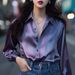 Women's Clothing Purple Satin Shirt Women's Clothing New Autumn Light Luxury Niche Design Shirt Beautiful Top_ecoleips.com