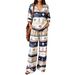European And American Style Women's V Neck Top And Wide Leg Pants Set Casual Loose Two-Piece Spring Autumn Trendy Cross-Border Style_ecoleips.com