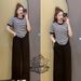 Women's Clothing Summer Women's Chic Two Piece Set Style Striped Top Wide Leg Pants Cool Clothing For Formal & Casual For Women_ecoleips.com