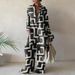 European And American New Product Set Fashion Printed Loose Long Sleeved Shirt+Straight Leg Pants For Women_ecoleips.com