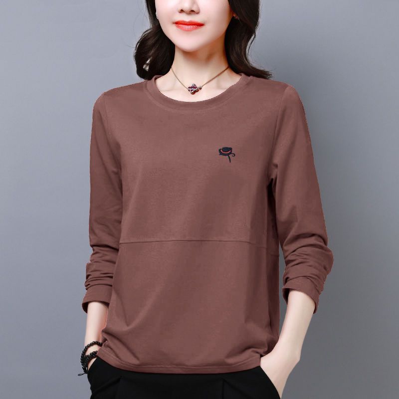 A 200-Pound Large-Sized Women's Korean-Style Autumn Long-Sleeved T-Shirt For Women, Loose And Slimming, Covering The Bel_ecoleips.com