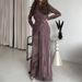 Women's Autumn Wrap Dress With High Waist Tie – Slim Fit V-Neck Long Formal Gown In Emerald/Brown/Silver Violet_ecoleips.com