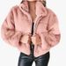 Women's Clothing autumn and winter rabbit fur zipper cardigan plush warm jacket_ecoleips.com