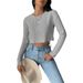 Voya International Best-selling Women's Casual Versatile T-shirt, Spring/summer Simple Commuter Solid Color Short Crop Top_ecoleips.com