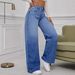 Vintage Washed Blue Jeans For Women – High Street Straight Leg Denim Pants (Blue, M-XL)_ecoleips.com