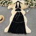 Women's Clothing Pure Desire Holiday Suit Summer Sexy Halter Neck V Neck Backless Chiffon Top High Waist Large Swing Skirt Suit_ecoleips.com