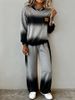 Women's Clothing Zipper Drop Shoulder Sweater Pants Set Two Piece Set_ecoleips.com