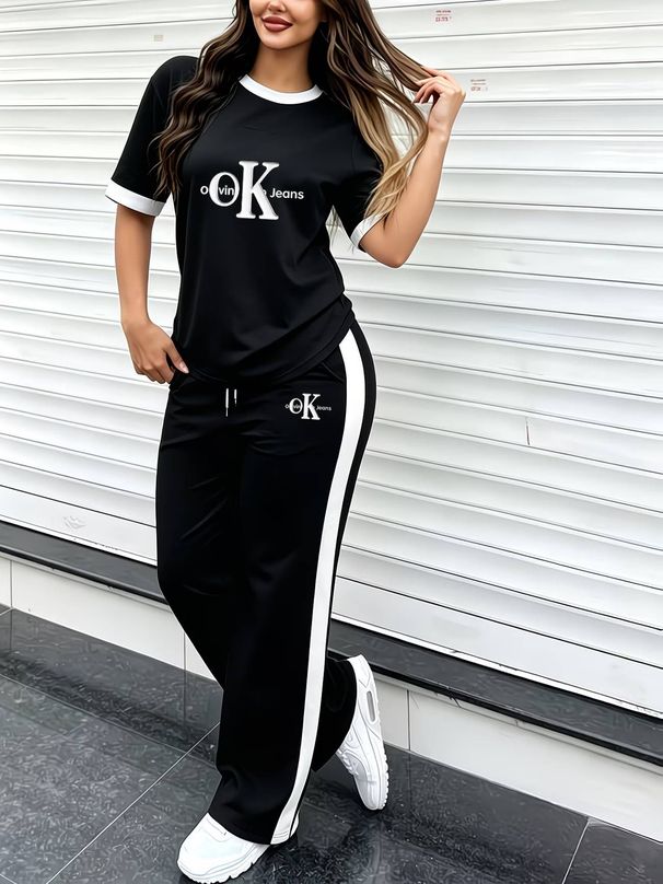 Women's Color Block Shorts Set - Summer Print Loose Fit Two-Piece Outfit-19_ecoleips.com