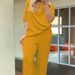 Women's Spring/Summer Two Piece Set Crew Neck Long Sleeve Top High Waisted Wide Leg Straight Leg Pants_ecoleips.com