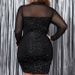 Women’s Clothing Mesh Hip Dress Long Sleeved Sexy Temperament Stand Up Collar Slim Fat MM Large Size Long Skirt_ecoleips.com