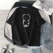 Dongdaemun Women's Loose T-Shirt Summer Short Sleeve Cartoon Print round Neck Student Top Trendy Casual Wear_ecoleips.com