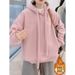 Plus Size Fleece-Lined Thickened Hooded Sweatshirt Jacket For Women, Spring Slimming And Concealing Korean Style Loose_ecoleips.com