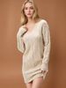 Aria Basics Aria Basics 2025 European And American Autumn/Winter New Popular Mid-Length Sweater V-Neck Solid Color Fashion Women's Cable Knit_ecoleips.com