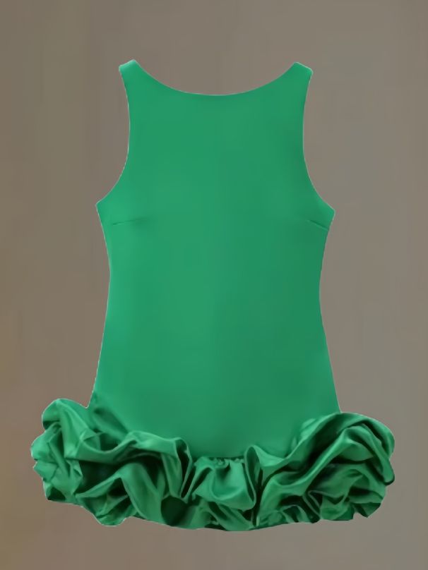 Sweetheart Ruffle Hem Babydoll Dress – Sleeveless Jumper Dress With Bow Accents (Black/Red/Wine/Pink/Green/White/Yellow, S-XL)_ecoleips.com
