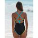 Women's Clothing New Contrast Color Sling Swimsuit One Piece Swimsuit_ecoleips.com