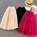 Elegant French Lace High-Waist Midi Skirt For Women - Floral Embroidery A-Line Skirt With Comfort Stretch, Chic Spring Outfit_ecoleips.com
