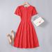 2023 Summer New Short-Sleeve Round Neck Slim-Fit Knee-Length European And American Retro Polka Dot Floral Dress_ecoleips.com