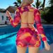 Women's Tie-Dye 4-Piece Bikini Set with Adjustable Swimsuit Cover-Up Skirt And Top Comfortable And Secure Fit for Beach Pool_ecoleips.com