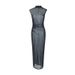 2025 European And American Style Summer New Sexy Women's, Slim-fit Sheer Stand-up Collar Sleeveless Back-slit Mesh_ecoleips.com