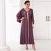 New Spinach Root Color Hand Sewn Diamond Women's Wear New Sleeve Dress_ecoleips.com