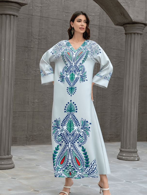 Muslim Women's Robe Abaya Diamond Beaded Arabic Dress_ecoleips.com