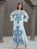 Muslim Women's Robe Abaya Diamond Beaded Arabic Dress_ecoleips.com