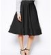 Women's Elegant Sexy Pleated Solid Color Over-the-Knee Large Hem OL Midi Skirt_ecoleips.com
