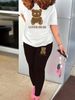 Women's Casual Fashion Cartoon Bear Pattern Printed Loose T-shirt+cropped Pants Two-piece Home Sportswear Daily Wear-407_ecoleips.com