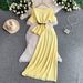 Women's Clothing Elegant French Style Off The Shoulder Top Women's Ruffled Hem Tie Waist Two Piece Set_ecoleips.com