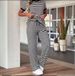 Women's Spring Summer Two Piece Set Striped Round Neck Short Sleeve Top And Drawstring Loose Straight Leg Pants_ecoleips.com