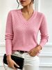 V-neck Openwork Knit Sweater For Women, Slimming Long-sleeved Pullover Sweater For Spring And Autumn, Gentle And Elegant, Versatile Top, European And American Style._ecoleips.com