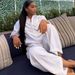 Oversized Relaxed Shirt & Wide-Leg Pants Set – Breathable Polyester Two-Piece Outfit For Women (S-Xxl, White, Washable)_ecoleips.com
