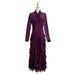 Elegant French Style Long Sleeve Dress Bow Tie Fitted Waist Ruffled Hem Autumn Slimming Silhouette Women's Fashion Dress_ecoleips.com