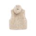 Women's Clothing Faux Fur Zip-Up Vest For Women – Stand Collar Winter Outerwear In Beige & Brown (XS-L)_ecoleips.com