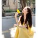 French Style Petite Yellow Strap Women's Summer New Waist-Cinching Elegant Long Beach Vacation Dress_ecoleips.com