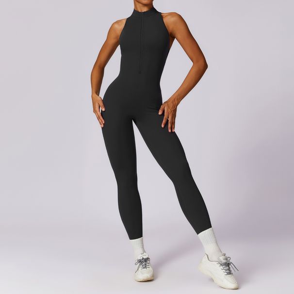 Women's Clothing Nude Quick Drying Zipper Beautiful Back Yoga Jumpsuit High Intensity Fitness Training Sports Tights_ecoleips.com