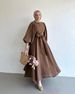 Verve 2025 New Muslim Fashion Lantern Sleeve Top With Flared Skirt Set Fashionable And Elegant_ecoleips.com