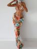Women's Floral Print Bikini Set With Long Skirt & Metallic Accents - 3-Piece Swimwear For Beach & Pool_ecoleips.com