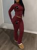 Women's Clothing Love Print Suit Long Sleeved Round Neck T Shirt Trousers Suit_ecoleips.com