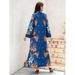 Muslim Ladies Robe Printed Light Luxury Pearl Belt Jalabiya Dress_ecoleips.com