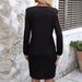 Elegant Women's V Neck Long Sleeve Dress Solid Color With Lace Trim Hollowed Out Style Autumn Winter New_ecoleips.com